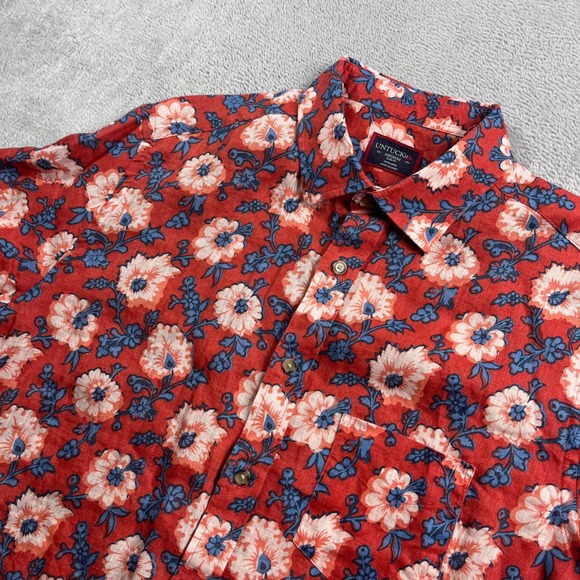 UNTUCKit Other - UNTUCKit Mens Redondo-SS Red Floral 100% Linen Slim Fit Shirt Medium 41470